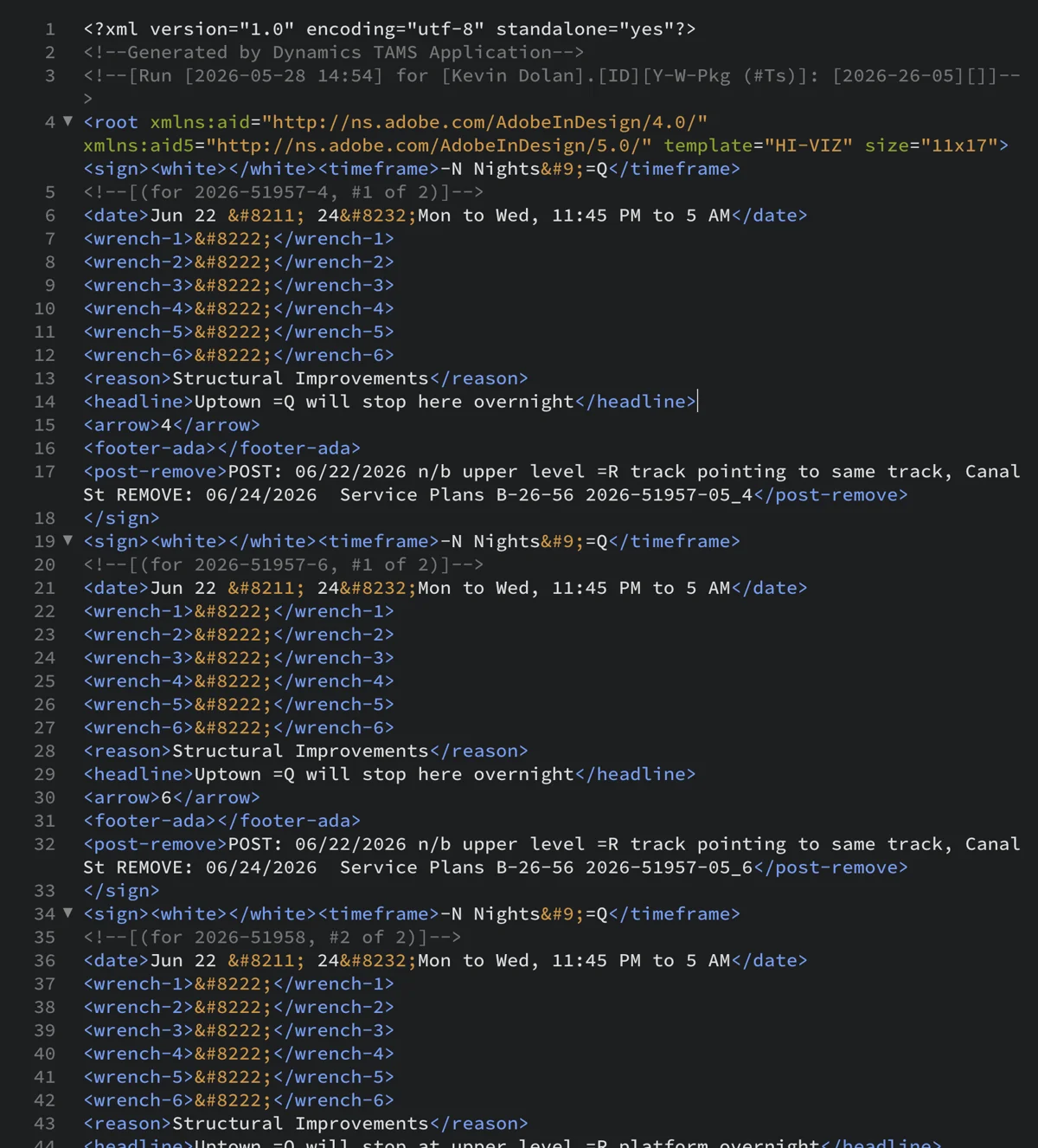 TAMS XML — InDesign Template Workflow
